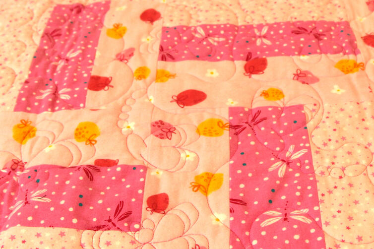 Various shades of pink with pink butterfly fabric